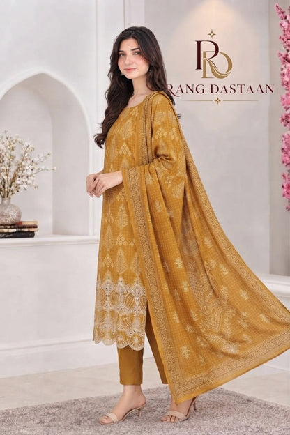 3 PIECE - EMBROIDERED LIGHT KHADDAR SUIT