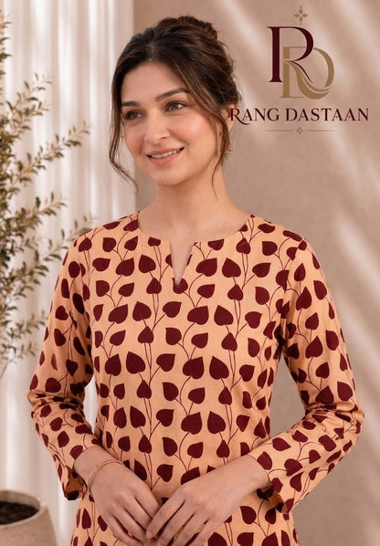 Burgundy Vine — Printed Khaddar 2-Piece Unstitched Suit