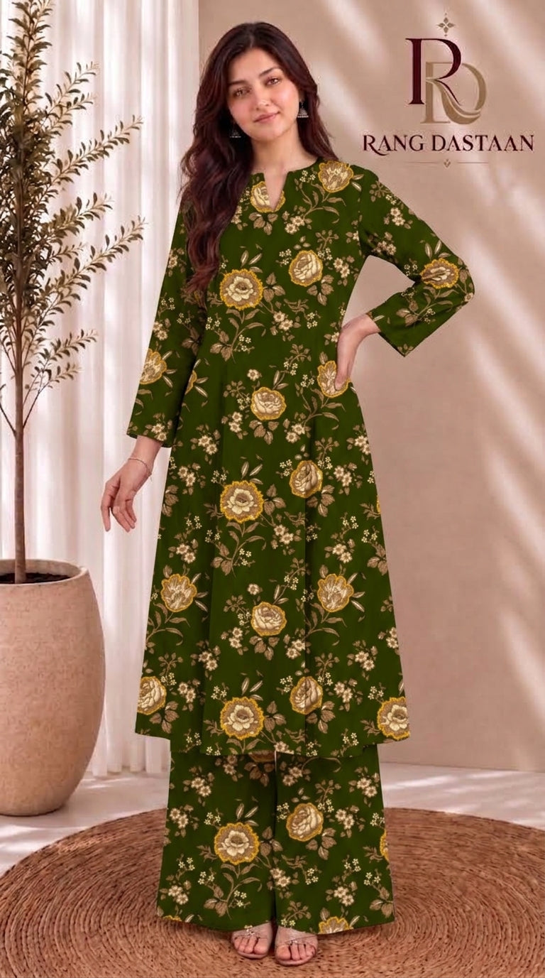 Olive Garden — Printed Khaddar 2-Piece Unstitched Suit