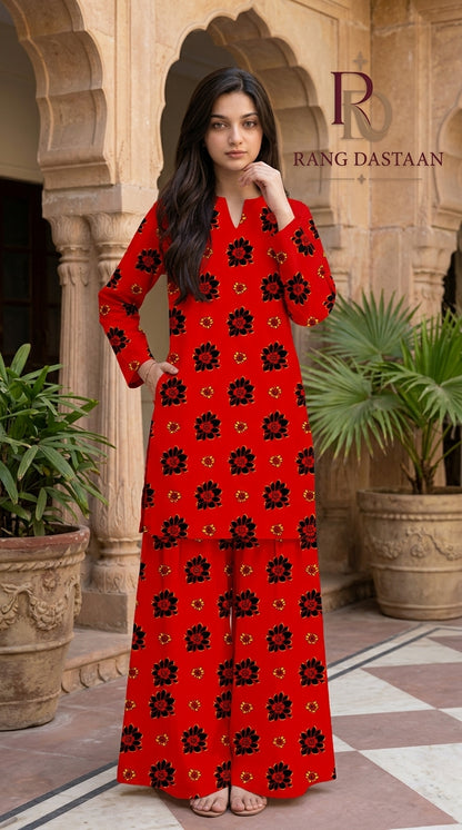 Ruby Bloom — Printed Khaddar 2-Piece Unstitched Suit