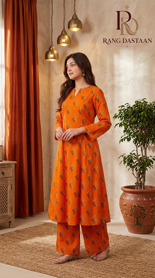 Rust Aura — Printed Khaddar 2-Piece Suit