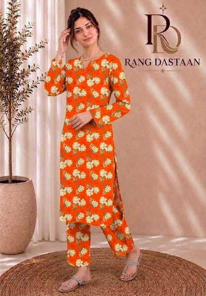 Orange Blossom — Printed Khaddar 2-Piece Unstitched Suit