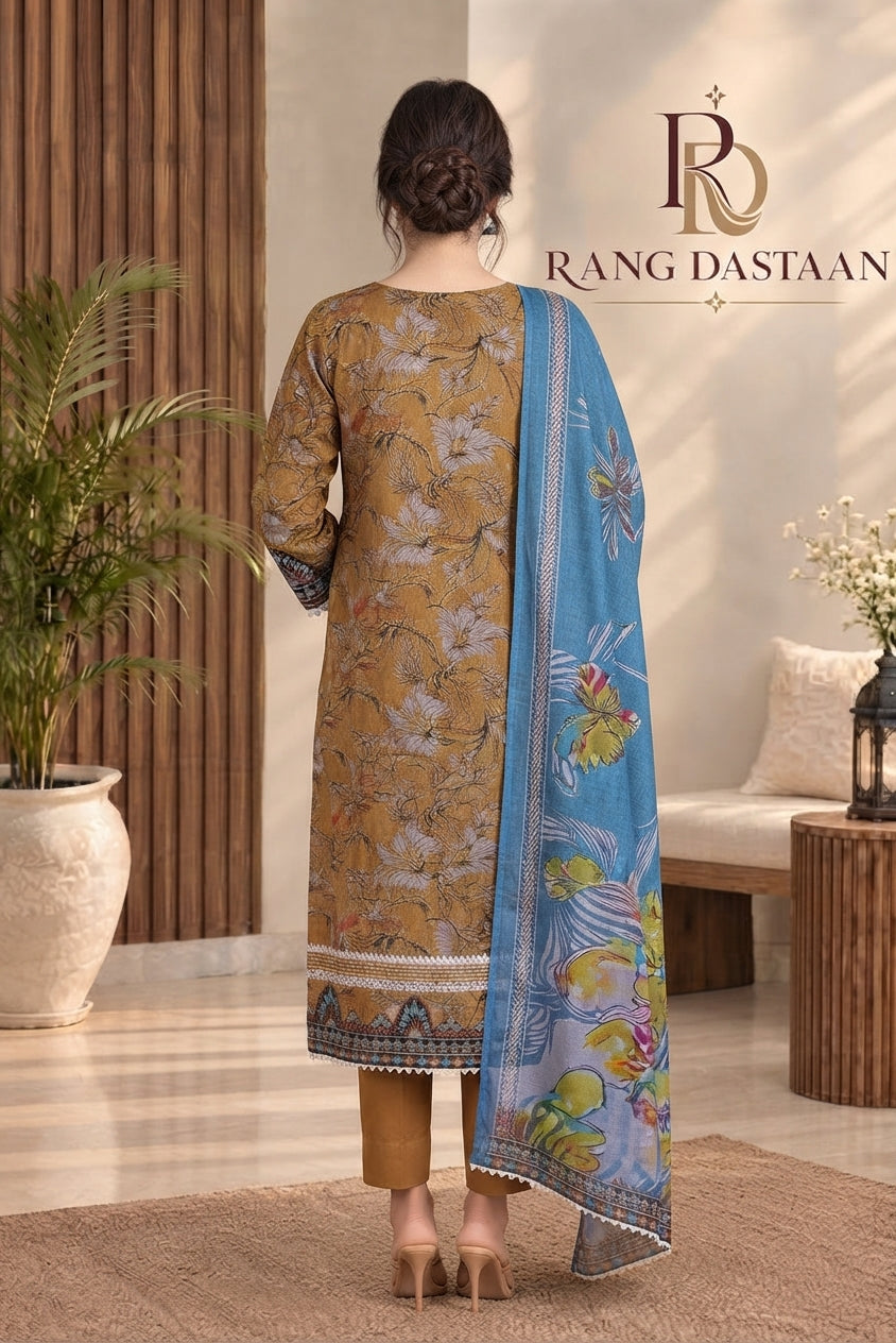 3 PIECE - EMBROIDERED DHANAK SUIT