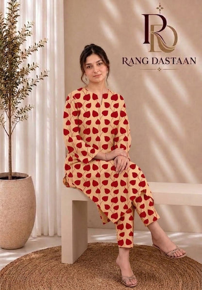 Crimson Hearts — Printed Khaddar 2-Piece Unstitched Suit