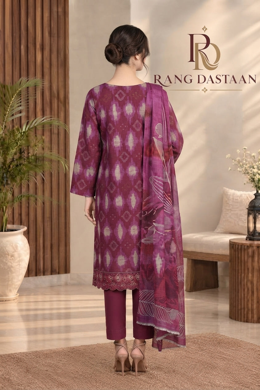 3 PIECE - EMBROIDERED DHANAK SUIT
