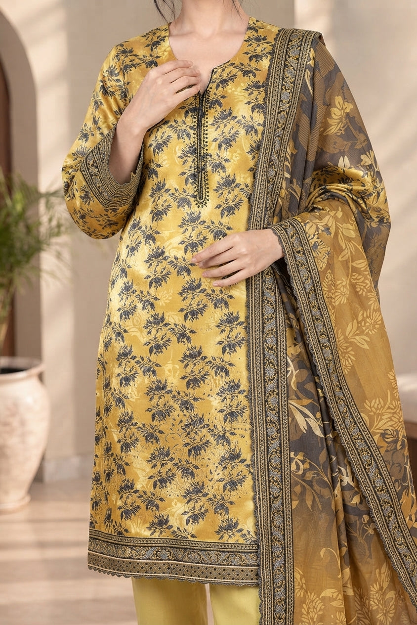 3 PIECE - EMBROIDERED DHANAK SUIT