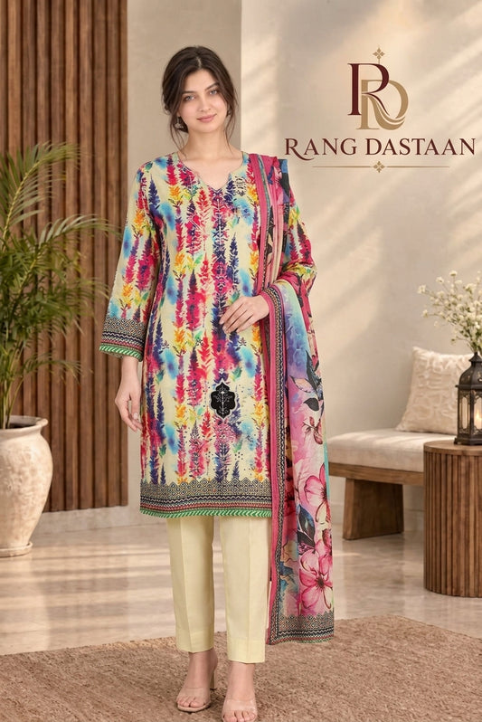 3 PIECE - EMBROIDERED DHANAK SUIT