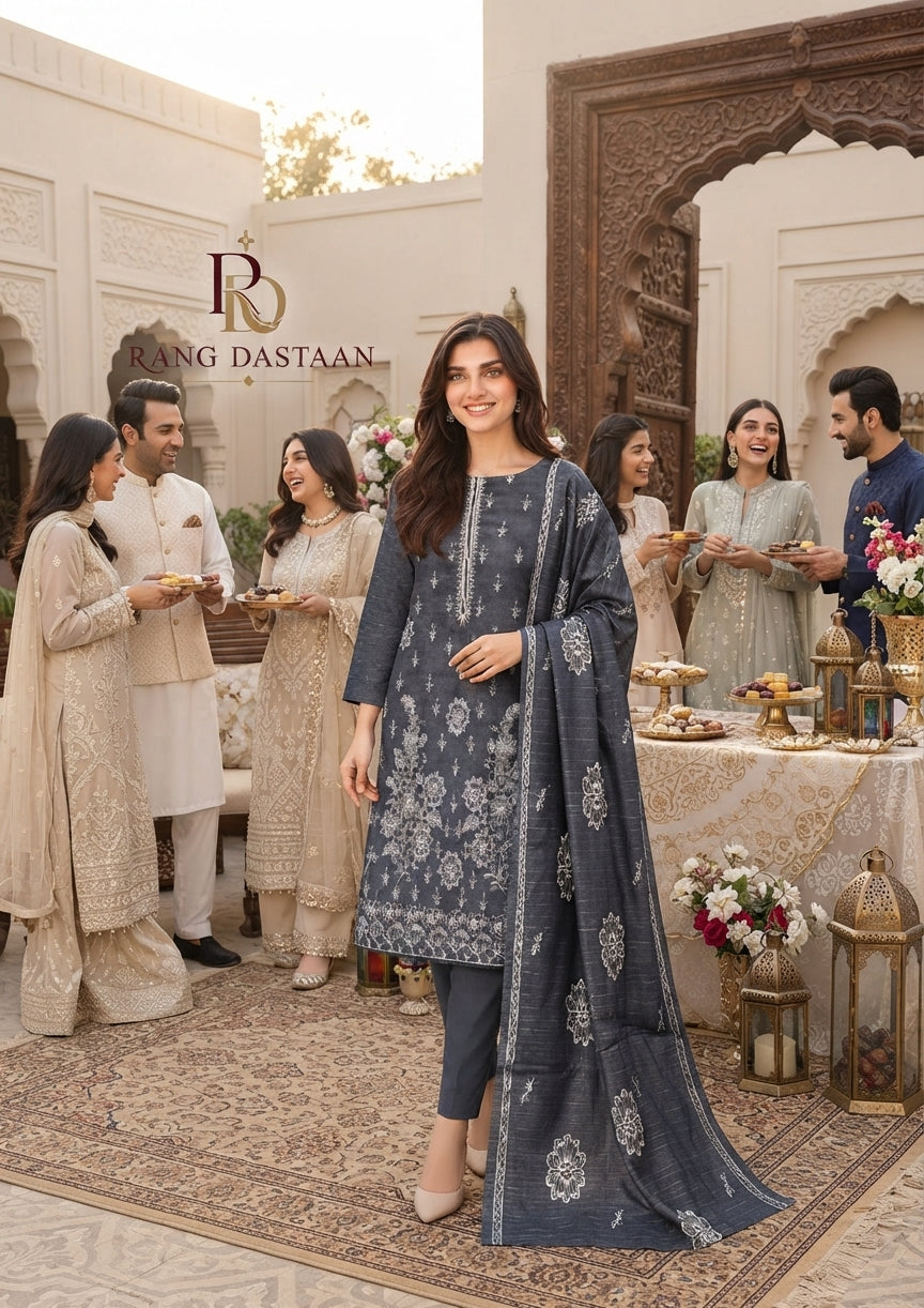 CRYSTAL DHANAK HEAVY EMBROIDERED 3PC SUIT