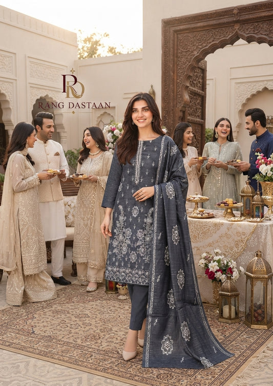 CRYSTAL DHANAK HEAVY EMBROIDERED 3PC SUIT