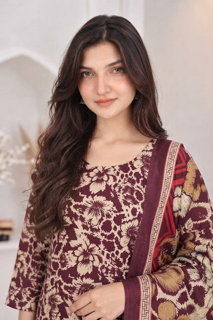 3 PIECE - EMBROIDERED LIGHT KHADDAR SUIT