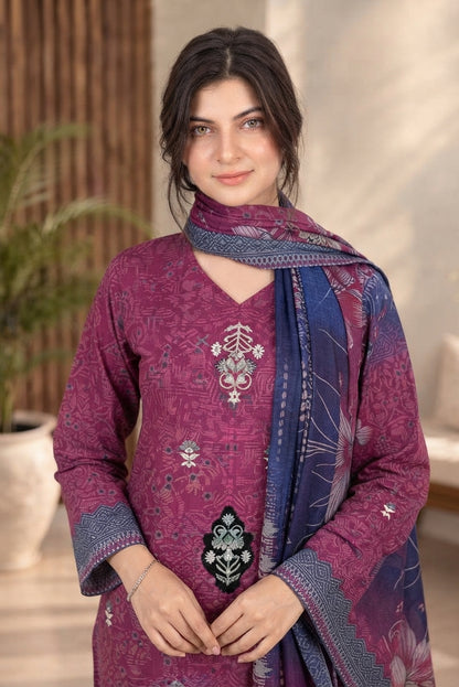 3 PIECE - EMBROIDERED DHANAK SUIT