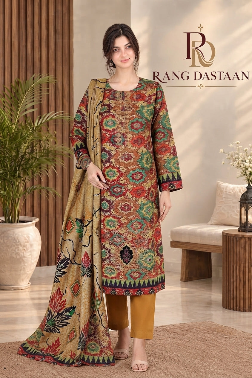 3 PIECE - EMBROIDERED DHANAK SUIT