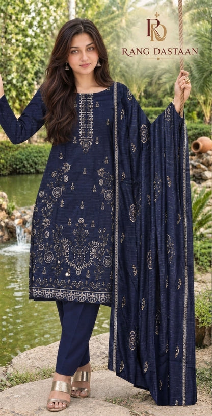 CRYSTAL DHANAK HEAVY EMBROIDERED 3PC SUIT