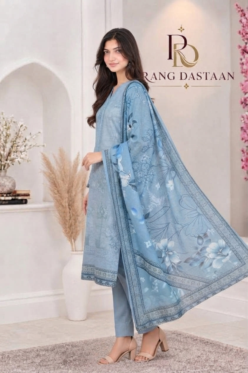 3 PIECE - EMBROIDERED LIGHT KHADDAR SUIT
