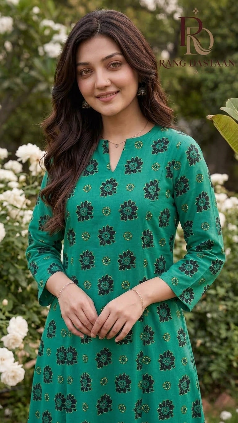 Emerald Bloom — Printed Khaddar 2-Piece Unstitched Suit