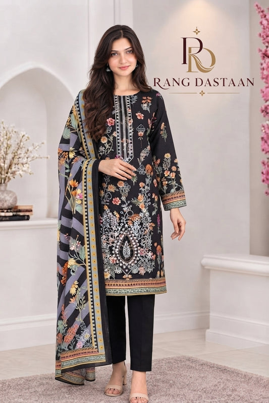 3 PIECE - EMBROIDERED LIGHT KHADDAR SUIT