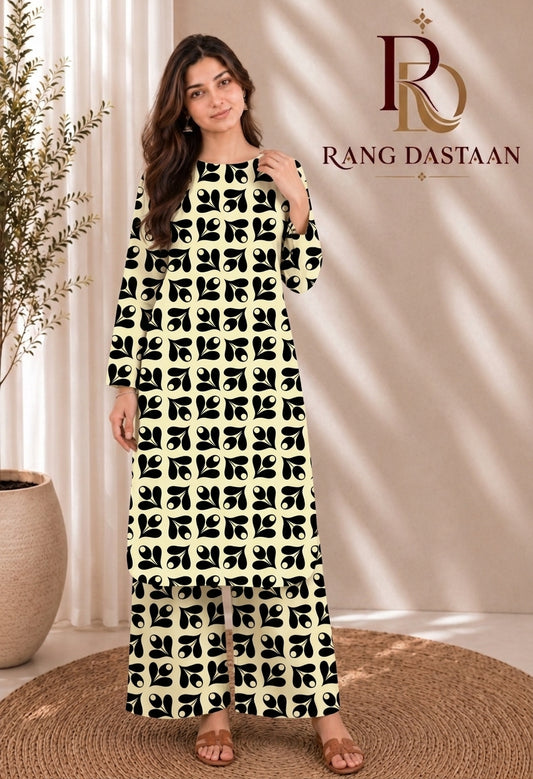 Ivory Noir Leaf — Printed Lawn 2-Piece Suit