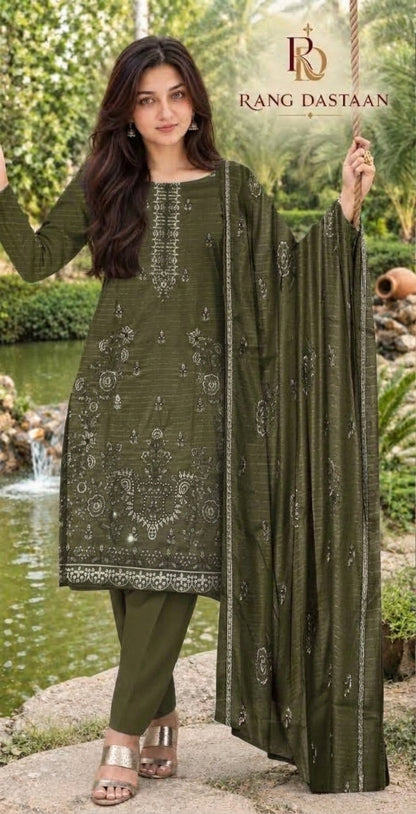 CRYSTAL DHANAK HEAVY EMBROIDERED 3PC SUIT