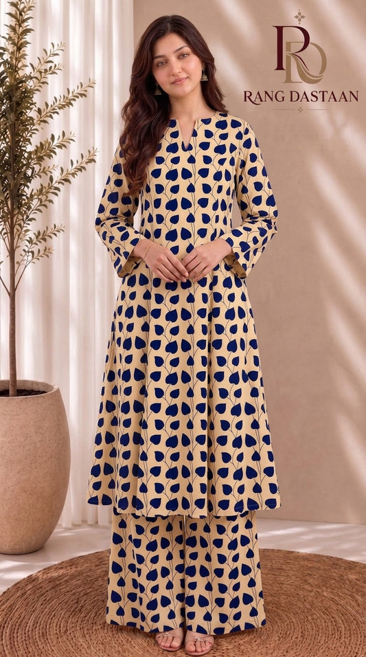 Royal Navy Hearts — Printed Khaddar 2-Piece Unstitched Suit