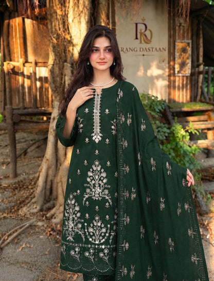 CRYSTAL DHANAK HEAVY EMBROIDERED 3PC SUIT