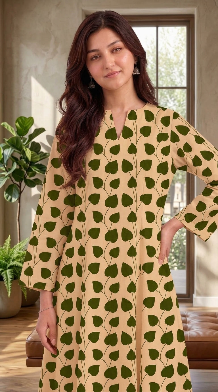 Olive Vine — Printed Khaddar 2-Piece Unstitched Suit