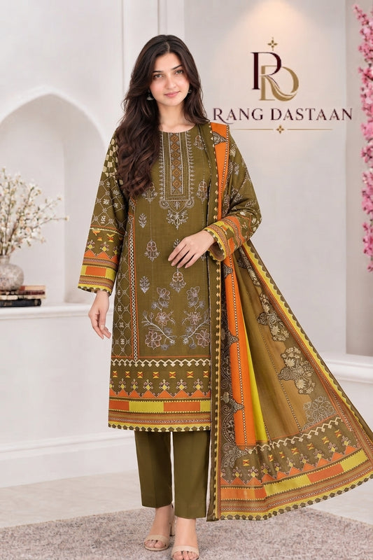 3 PIECE - EMBROIDERED LIGHT KHADDAR SUIT