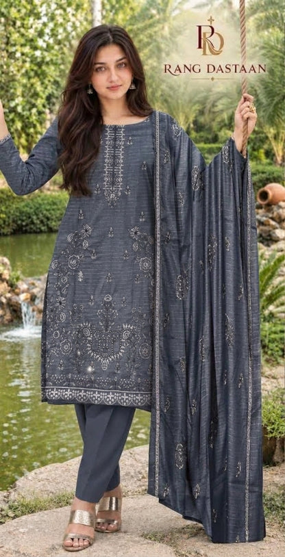 CRYSTAL DHANAK HEAVY EMBROIDERED 3PC SUIT