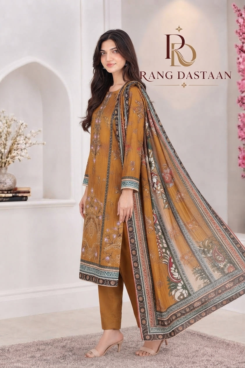 3 PIECE - EMBROIDERED LIGHT KHADDAR SUIT