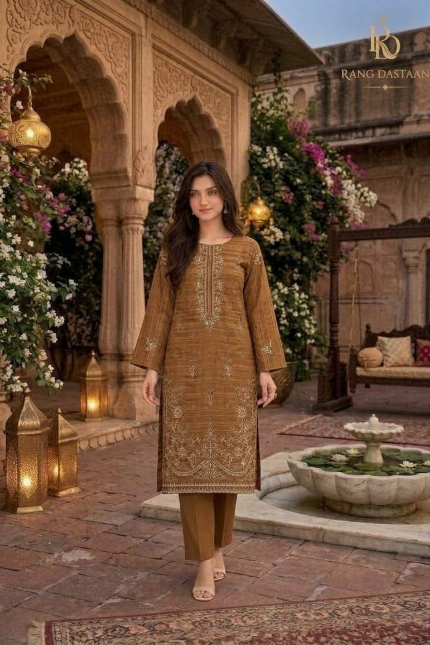 CRYSTAL DHANAK HEAVY EMBROIDERED 3PC SUIT