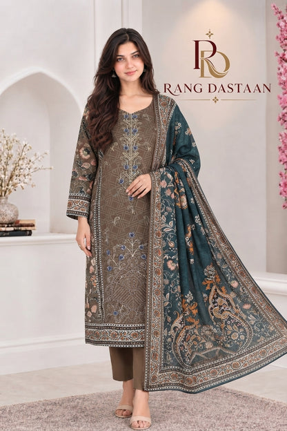 3 PIECE - EMBROIDERED LIGHT KHADDAR SUIT