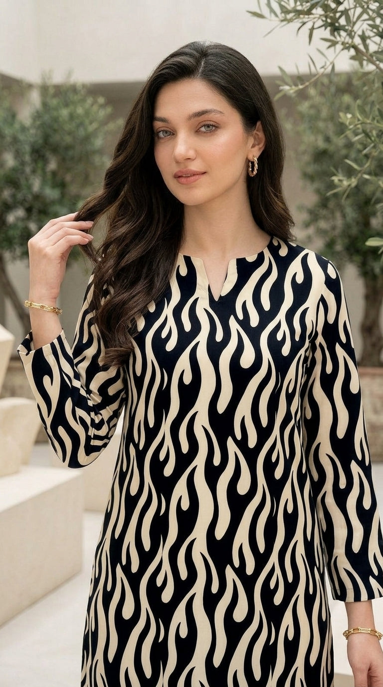Midnight Flame — Printed Lawn 2-Piece Unstitched Suit