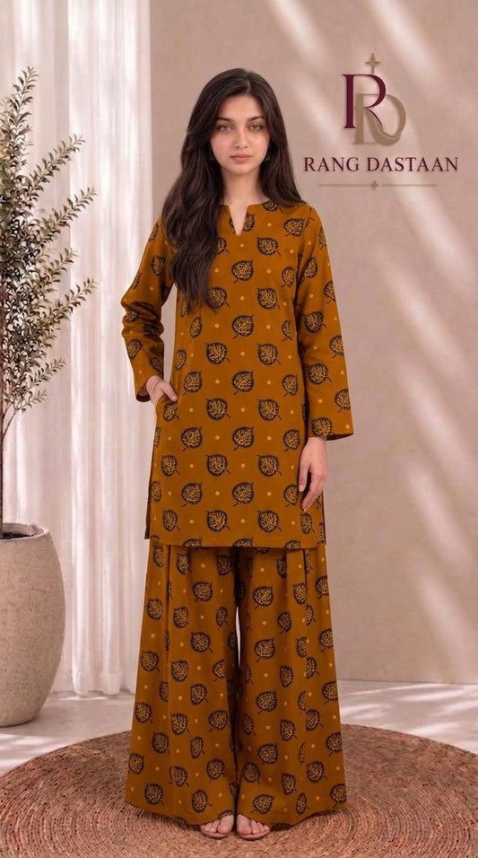 Golden Amber Tree — Printed Khaddar 2-Piece Unstitched Suit