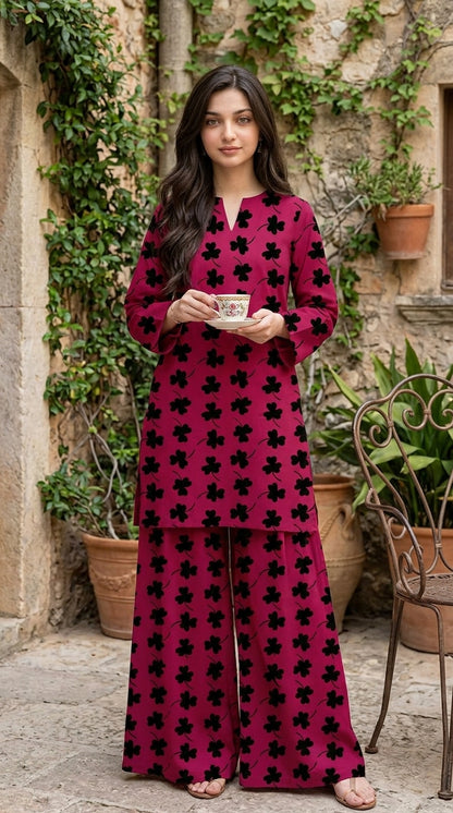 Rose Petal — Printed Khaddar 2-Piece Unstitched Suit