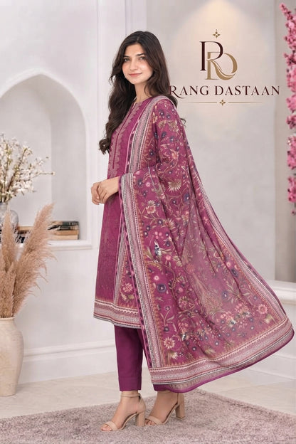 3 PIECE - EMBROIDERED LIGHT KHADDAR SUIT
