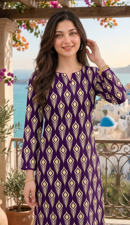 Royal Plum — Printed Lawn 2-Piece Unstitched Suit