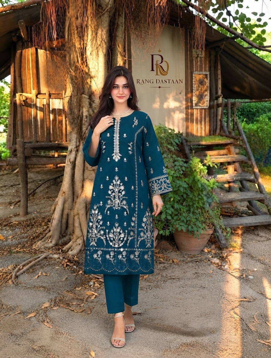CRYSTAL DHANAK HEAVY EMBROIDERED 3PC SUIT