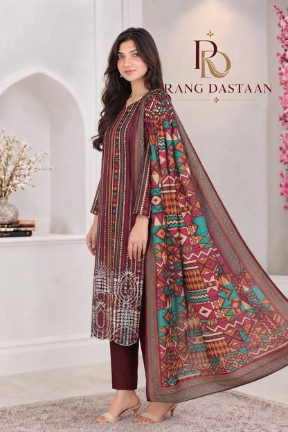 3 PIECE - EMBROIDERED LIGHT KHADDAR SUIT