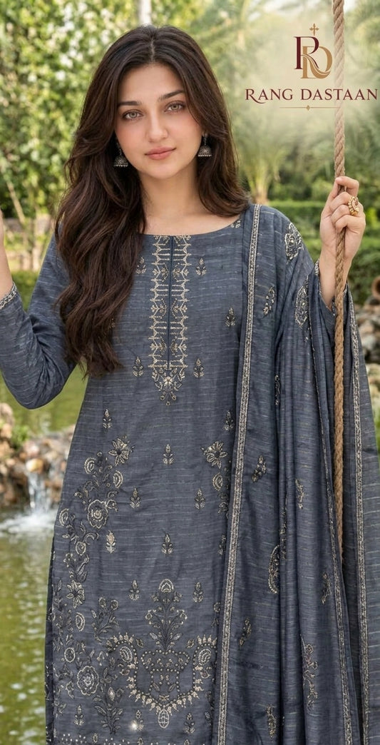 CRYSTAL DHANAK HEAVY EMBROIDERED 3PC SUIT
