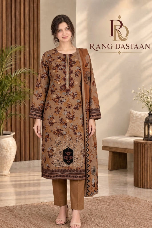 3 PIECE - EMBROIDERED DHANAK SUIT