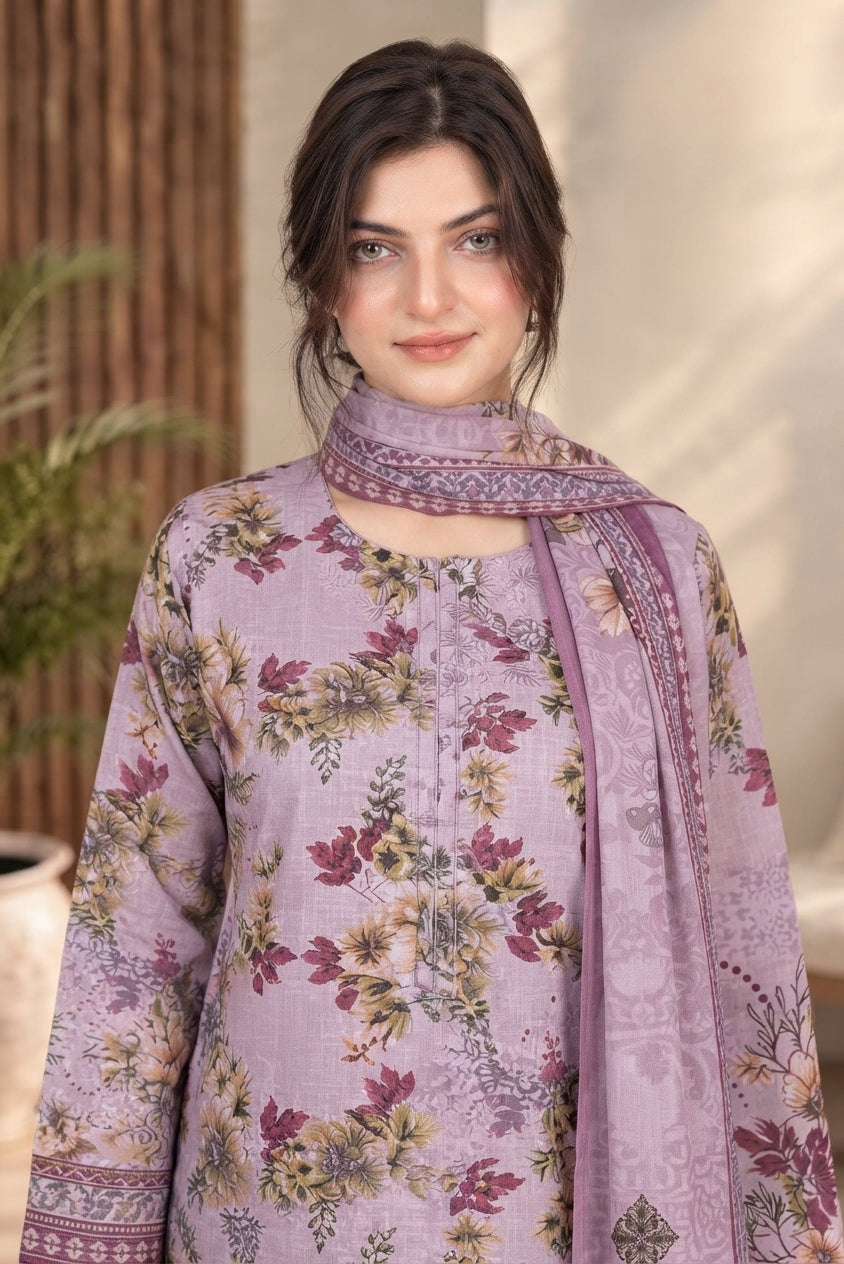 3 PIECE - EMBROIDERED DHANAK SUIT