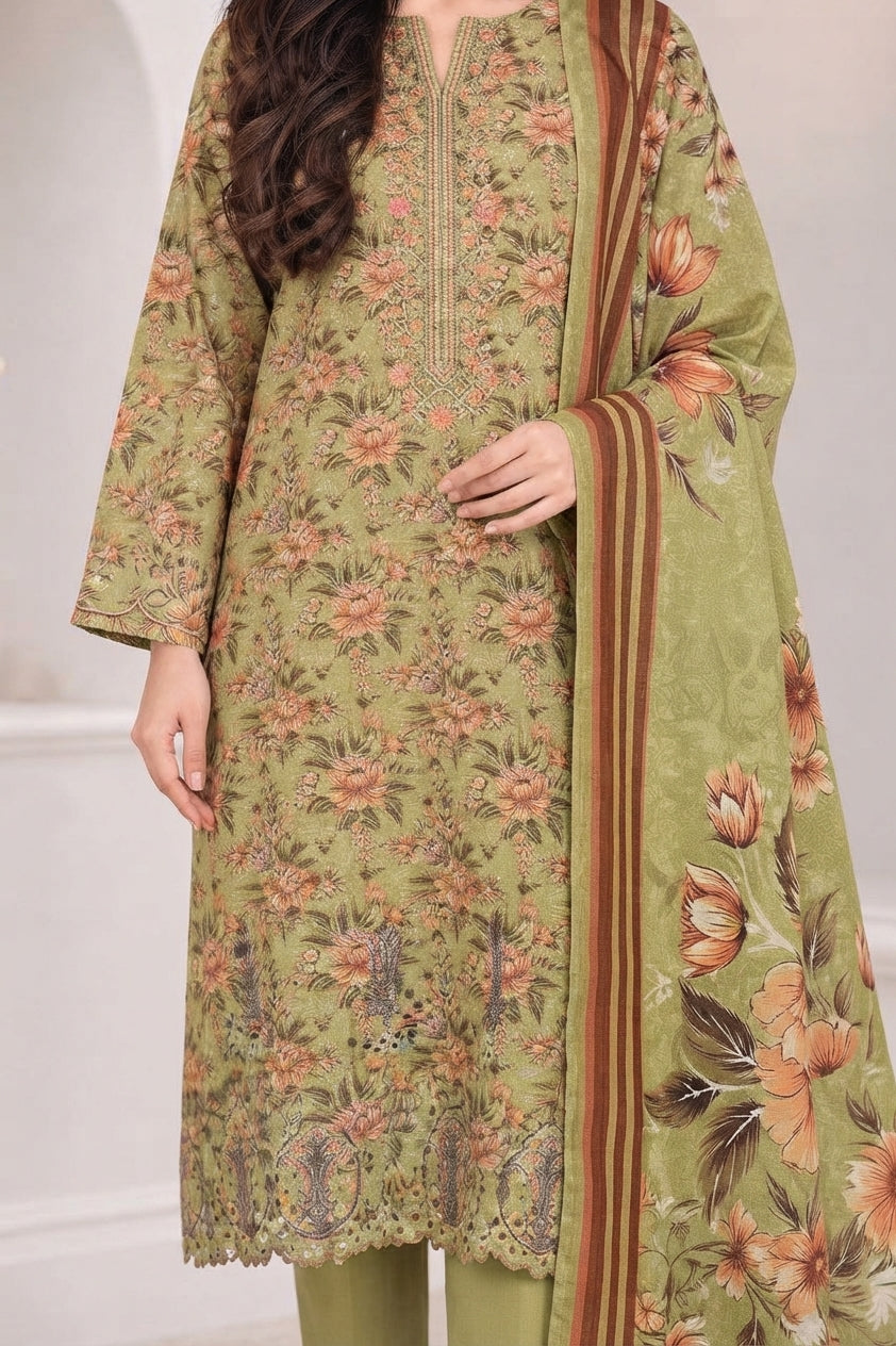 3 PIECE - EMBROIDERED LIGHT KHADDAR SUIT
