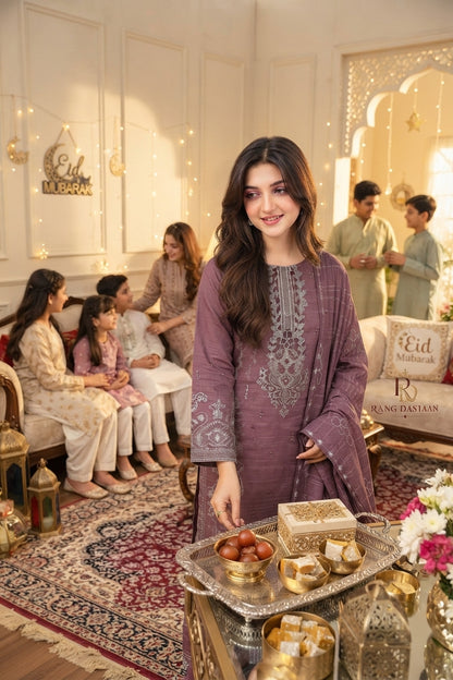 CRYSTAL DHANAK HEAVY EMBROIDERED 3PC SUIT