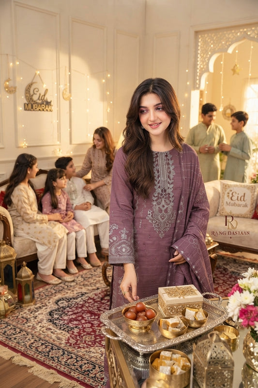 CRYSTAL DHANAK HEAVY EMBROIDERED 3PC SUIT
