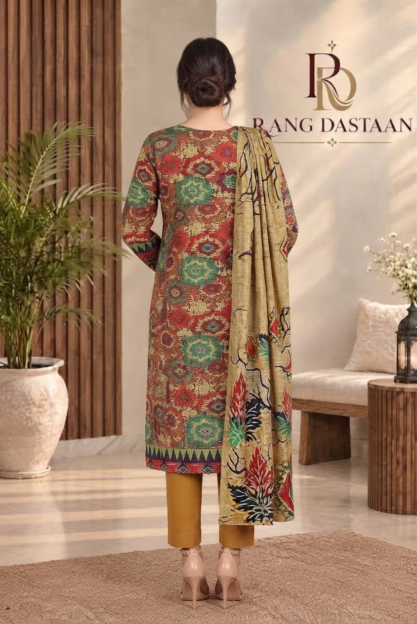 3 PIECE - EMBROIDERED DHANAK SUIT