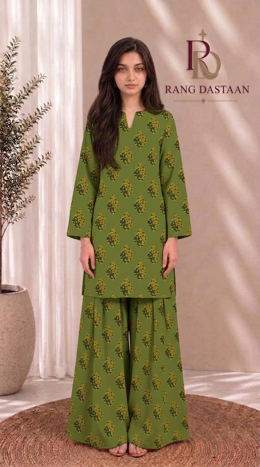 Olive Grace — Printed Khaddar 2-Piece Suit