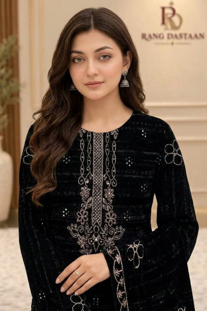 CRYSTAL DHANAK HEAVY EMBROIDERED 3PC SUIT