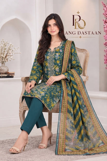 3 PIECE - EMBROIDERED LIGHT KHADDAR SUIT