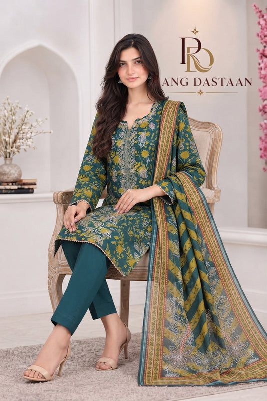 3 PIECE - EMBROIDERED LIGHT KHADDAR SUIT