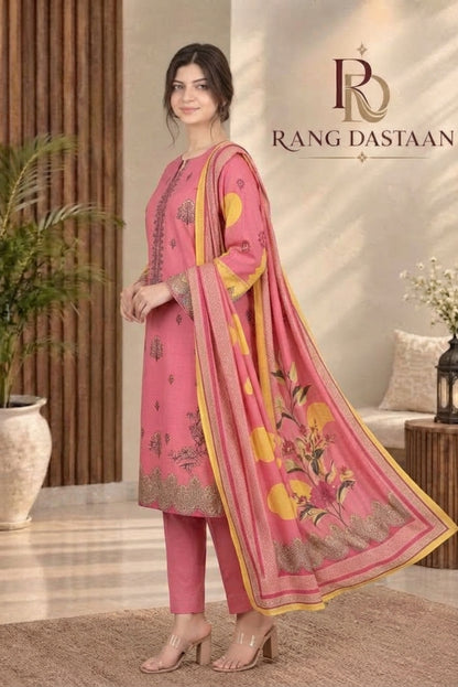 3 PIECE - EMBROIDERED DHANAK SUIT