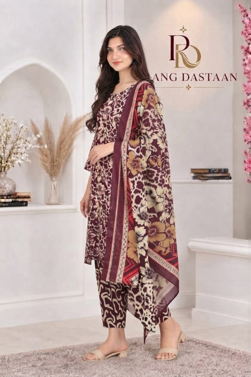 3 PIECE - EMBROIDERED LIGHT KHADDAR SUIT